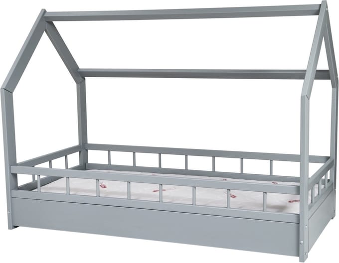 Bedhuisje - 80x160 cm - met matras - lichtgrijs