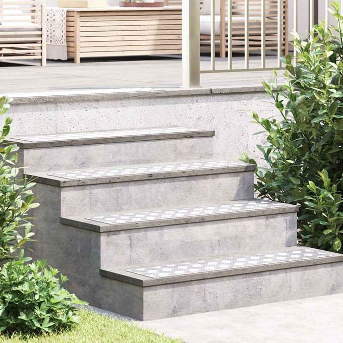 Marche d'escalier Angle droit 4 pièces Argent 90 x 20 cm Aluminium