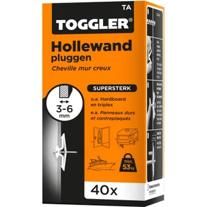 Toggler Hollewandplug Ta Kunststof - Diameter 8 Mm - 40 Stuks