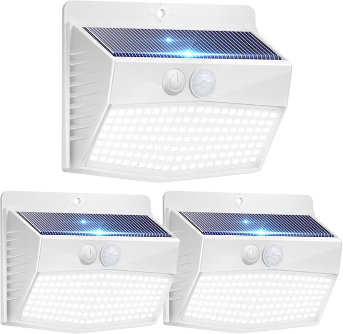 3 x Buiten LED Solar Lampen met Bewegingssensor - Erg Heldere Tuinverlichting - 3 Modi - IP65 Waterdicht