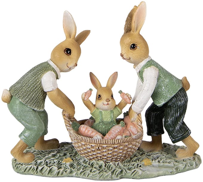 Clayre & Eef Decoratie Beeld Konijn 17x7x14 cm Bruin Kunststof