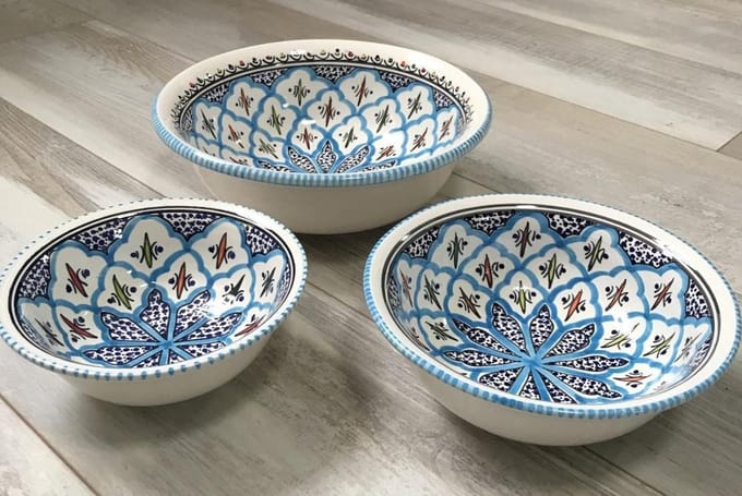 Salade set 3 delig Turquoise blue fine | TB.SK.3D | Dishes & Deco