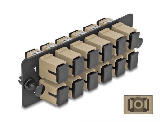 Delock Fiber Optic Adapter Panel SC Simplex OM1 / OM2 12 Port beige
