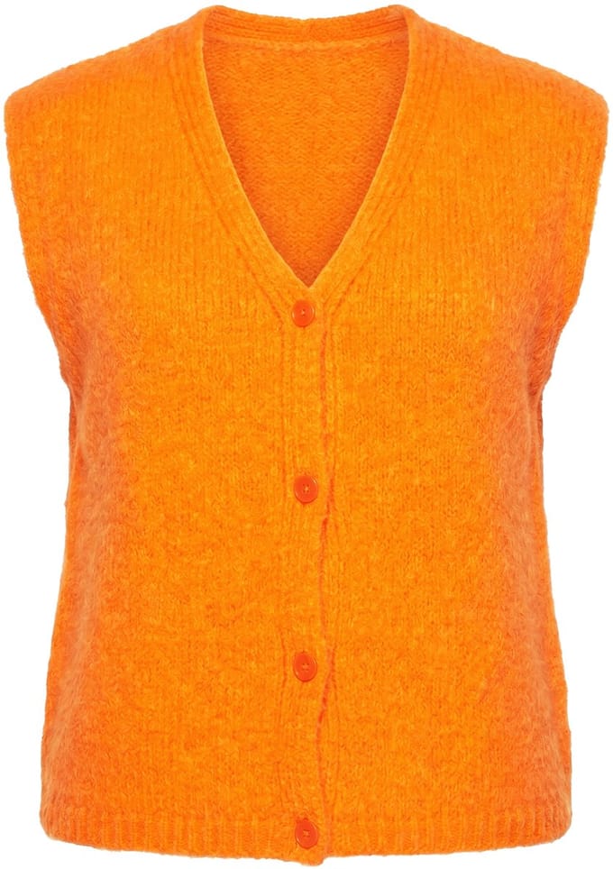 Laurasøn - Dames - Gebreid vest - Neonoranje - Maat 48+
