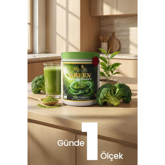 Kiperin Vert | Détox | Spiruline, Thé Vert, Extrait de Brocoli, Prébiotique (Inuline) | 30 jours 1 PC