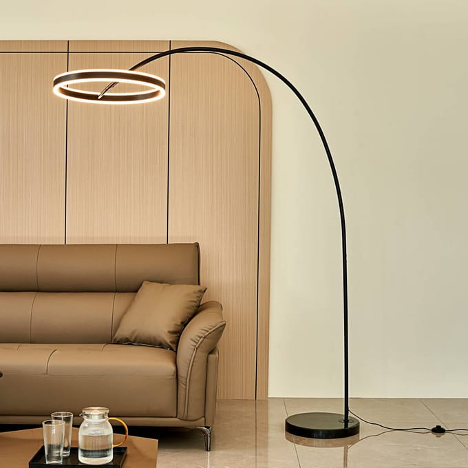 Lucande LED booglamp Jekta, zwart, 183 cm, dimbaar