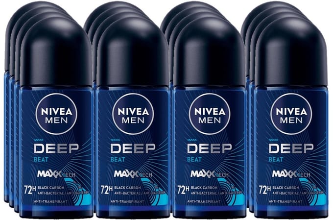 Nivea Deo Roller Men – Deep Black Carbon Beat 12 x 50 ml