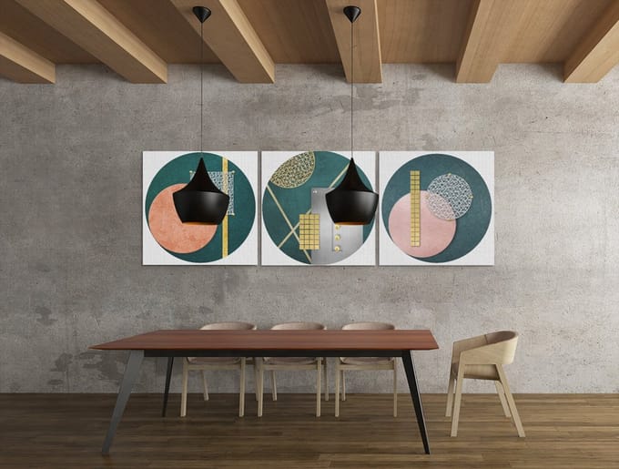 Drieluik Canvas Schilderij Abstract Geometry – Moderne Wanddecoratie - 3x100x100 cm