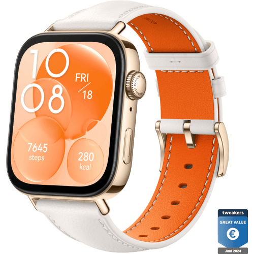 Huawei WATCH FIT 3 / Wit / Leder polsband / GPS / Bluetooth / Compatibel met iOS en Android