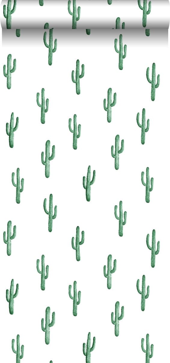 ESTAhome behang kleine woestijn cactussen smaragdgroen - 53 cm x 10.05 m - 138900