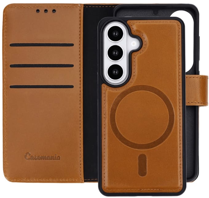 Cityhoesje - 2 in 1 Real Leather geschikt voor Samsung A57 - Licht Bruin