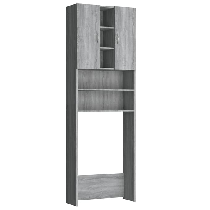 vidaXL - Wasmachinekast - 64x25,5x190 - cm - grijs - sonoma - eikenkleurig