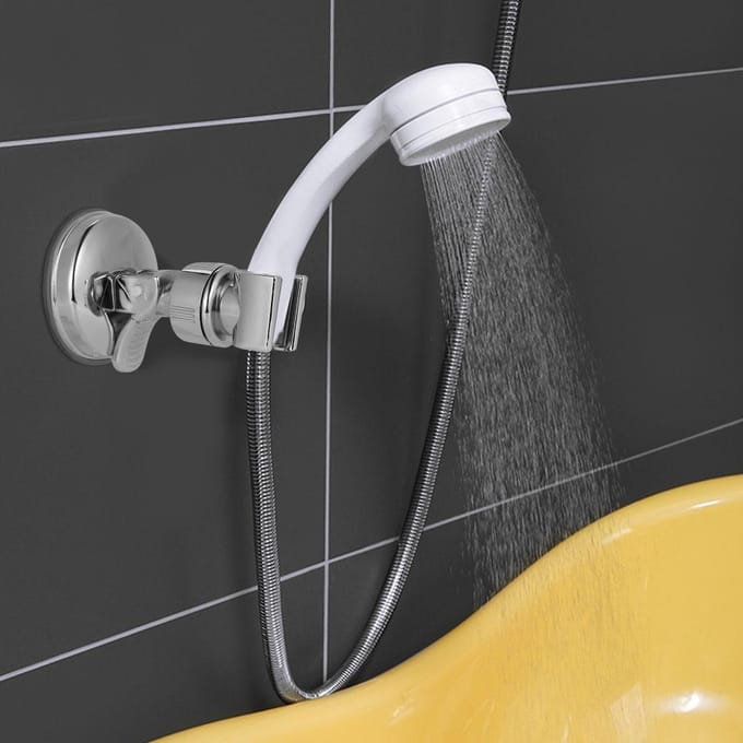 Support de douche auto-adhésif réglable, 1 pièce, support de pomme de douche, support à ventouse, accessoires de salle de bains 1pcs white