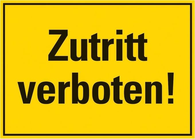 Pickup kunststoff Schild 35x25 cm ZUTRITT VERBOTEN