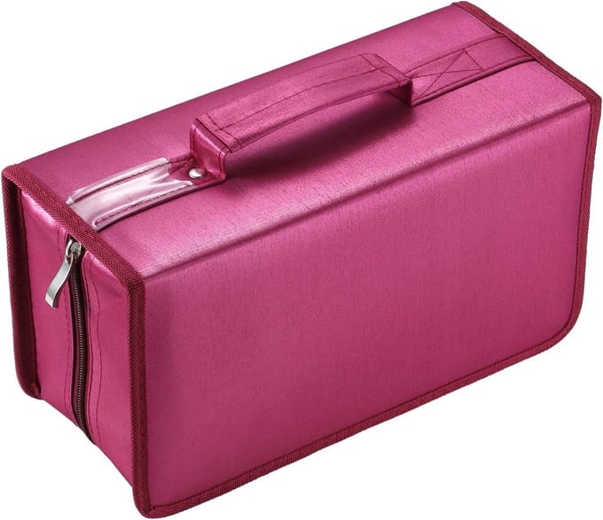 CD DVD Opbergtas met 160 Capaciteit, Nylon Bescherming, Disc Organizer en Kaart Houder (Rood)