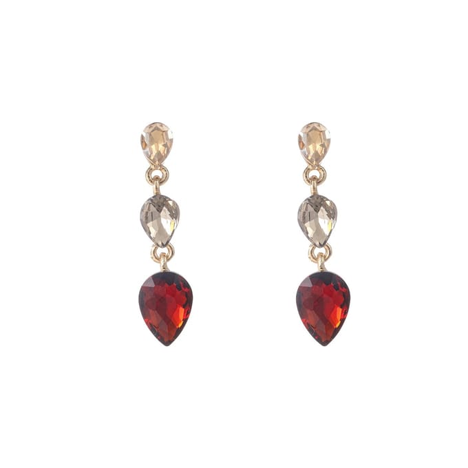 Go Dutch Label Oorknoppen 3 Stone Dangle Goud Bruin
