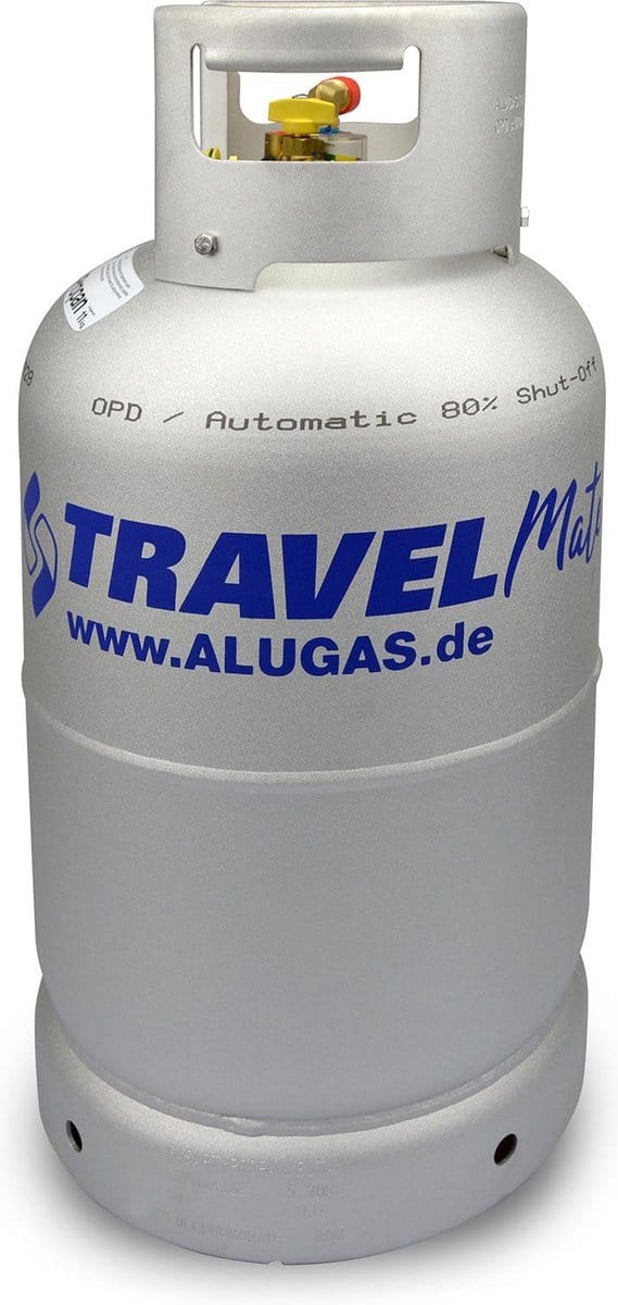 Aluminium LPG gasfles 27 Ltr. hervulbaar aan LPG tankstation