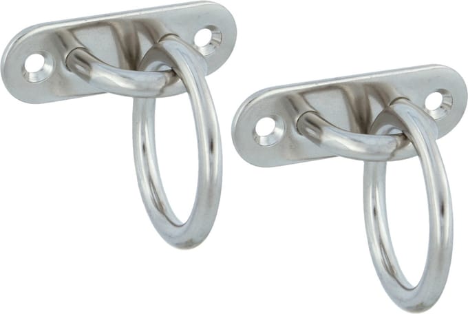 AMIG Oogplaat met aanlegring - 2x - oogplaat 6 x 2cm - ring D3.6cm - rvs - vastzetplaat