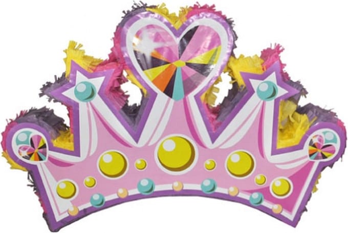 Verjaardag feest pinata - prinsessen kroon - 61 x 41 x 10 cm - roze - papier