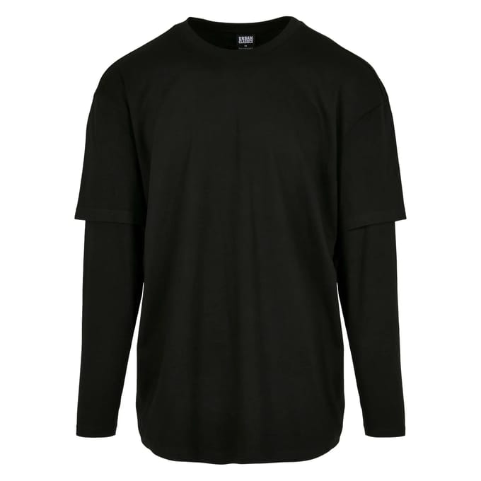Urban Classics - Oversized Shaped Double Layer Longsleeve shirt - 3XL - Zwart