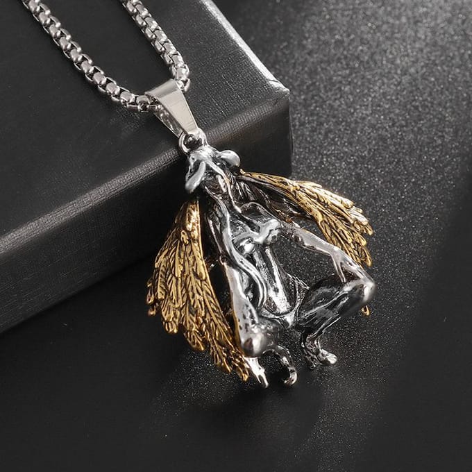 Nieuwe Demon Engel Ketting Hanger Trendy Temperament Hanger Trui Ketting gray