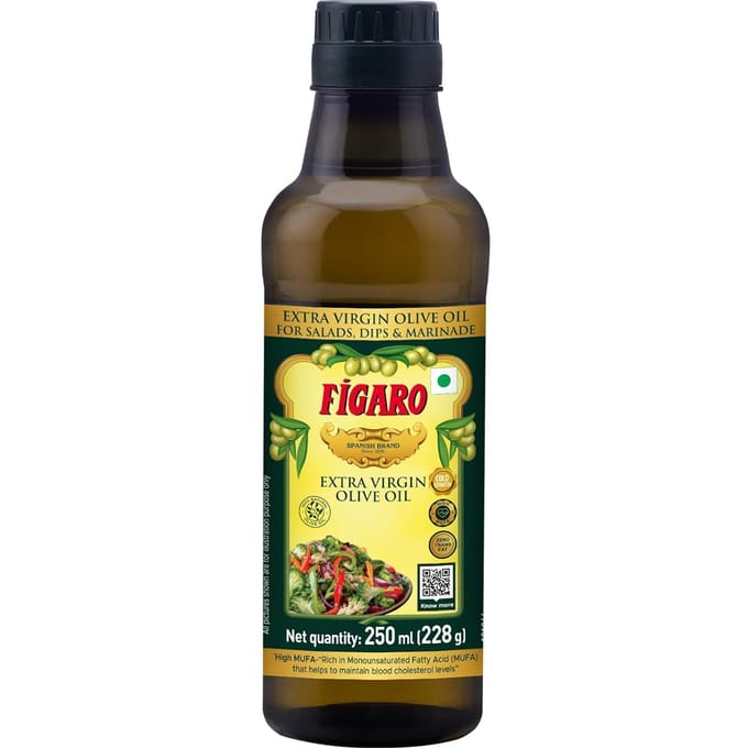 Figaro Extra Vierge Olijfolie 250ml Pak van 1 Koud Geëxtraheerd Natuurlijk Koken Salade Marinade brown