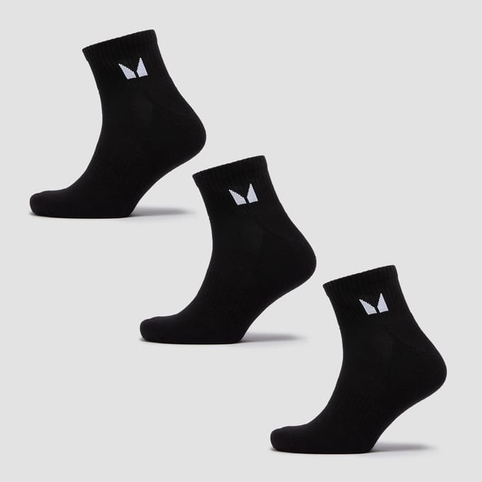 MP Unisex Ankle Socks (3 Pack) - Black - UK 12-14