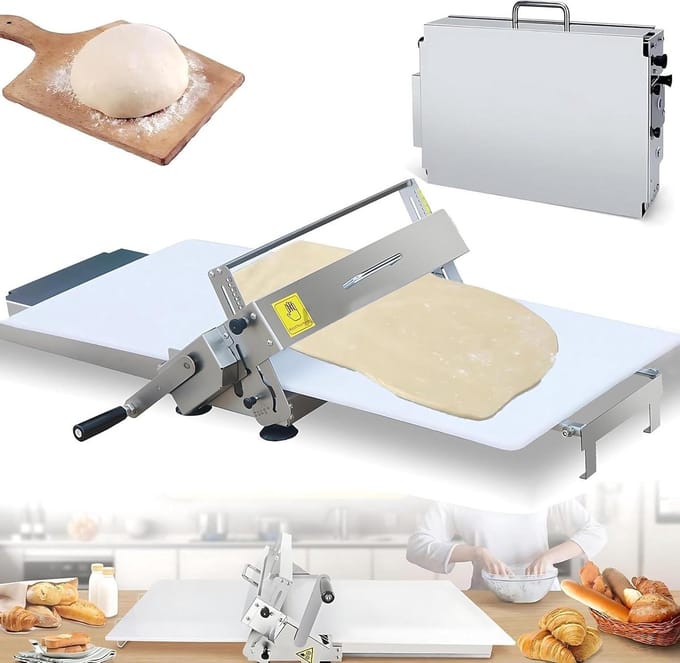Deegrol Machine - Pastry Maker - Bakken Thuis - Instelbare Dikte - 0.5-25 Mm - Zilver