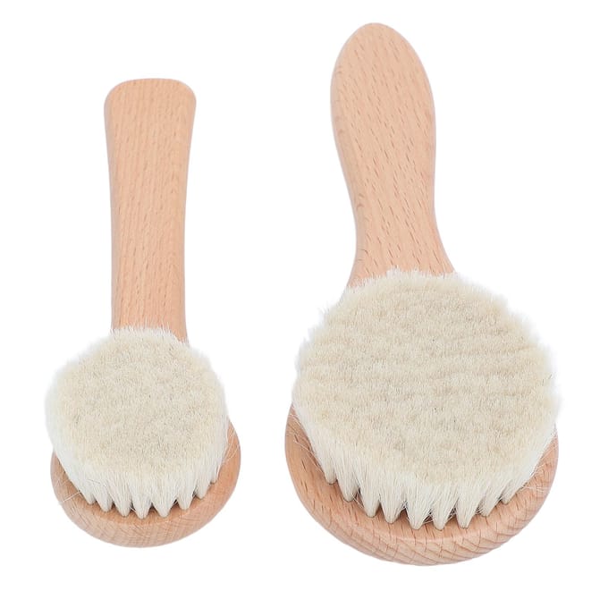 2 stuks Doucheborstel Herbruikbare Badborstel Douche Rugschrobber met Antislip Handvat voor Shampooën beige