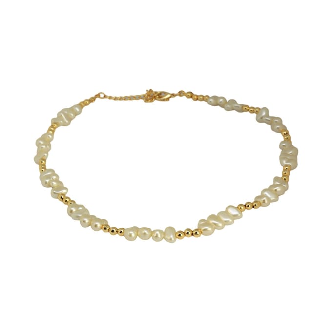 Baroque Pearl Choker Necklace Gold 14K