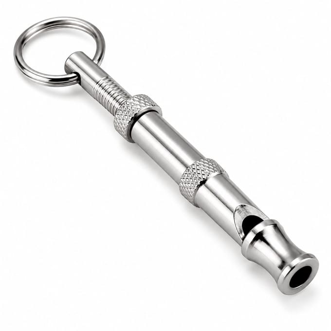 Hondenfluit Zilverkleurig – Fluit voor Hondentraining – Met Sleutelring – Compact Trainingsfluitje – 1 Stuk