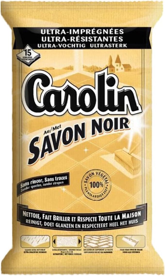 Carolin - Schoonmaakdoekjes - Savon Noir - 15st x 4