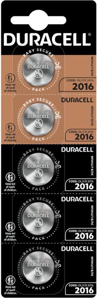 CR2016 Lithium Knoopcellen 5 stuks Duracell