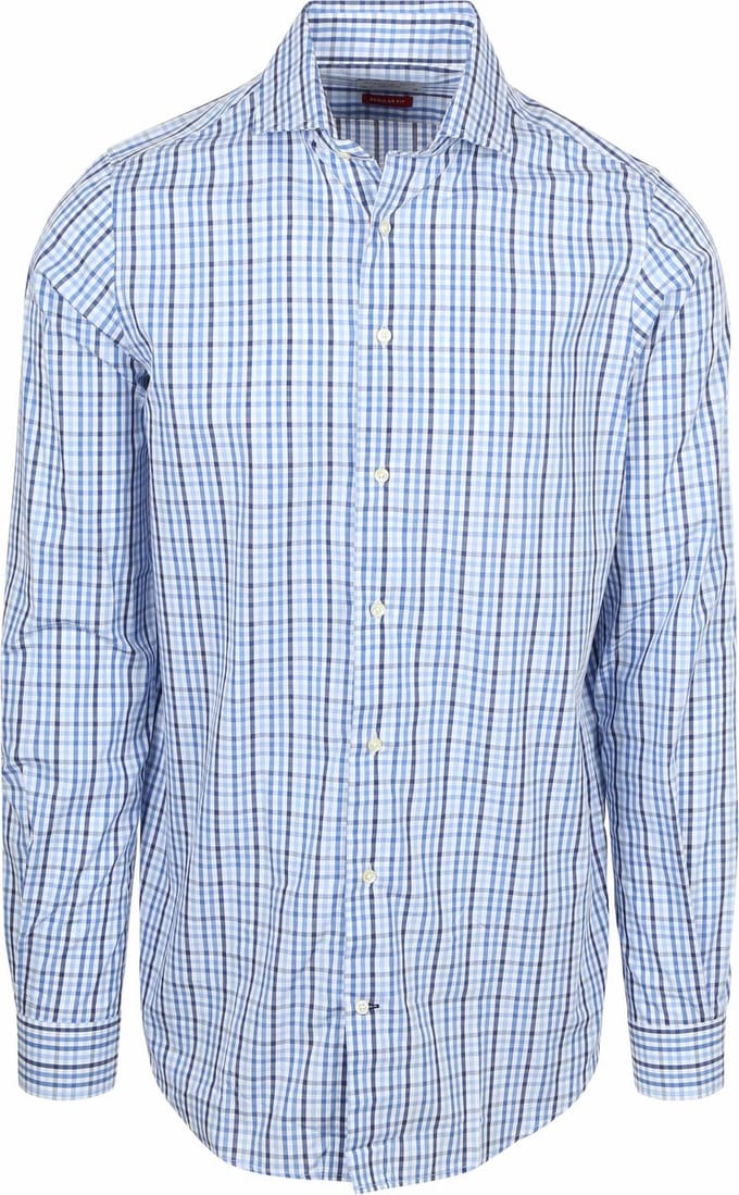 Steppin' Out Extra Lange Mouwen Overhemd Ruit Blauw - Maat L - Heren