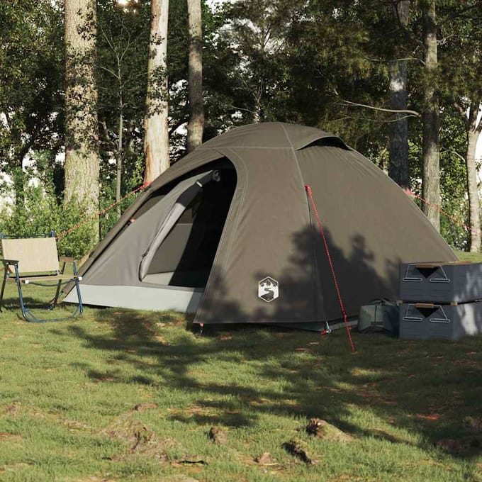 Vidaxl Tente de Camping, 3 Personnes, Dôme, Marron, Imperméable