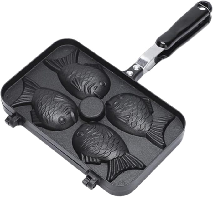 Taiyaki Pan - Visvorm Wafelijzer - Thuis Bakken - Antiaanbaklaag - 375 x 24 cm - Zwart