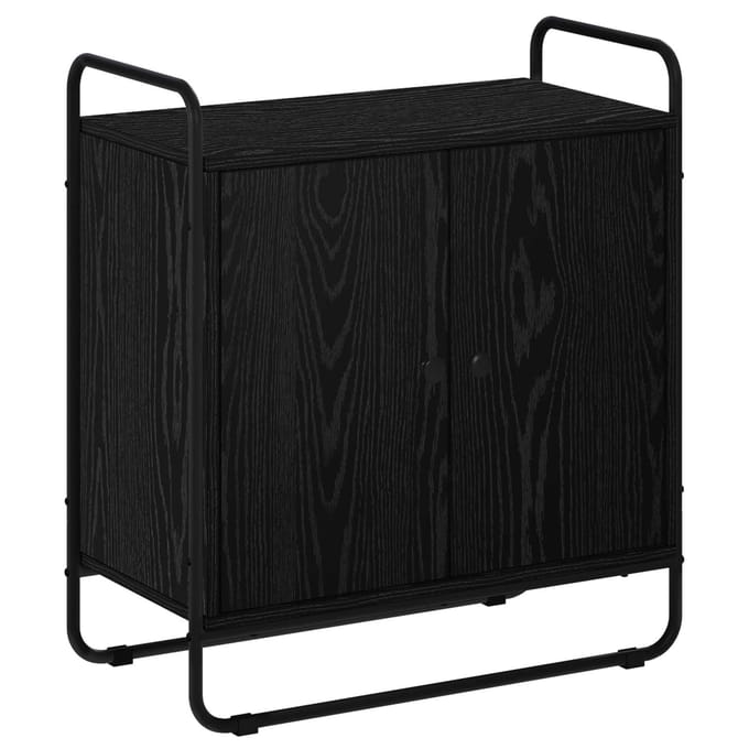 vidaXL - Dressoir - Zwart - eiken - 68 - x - 35 - x - 75 - cm - Bewerkt - hout