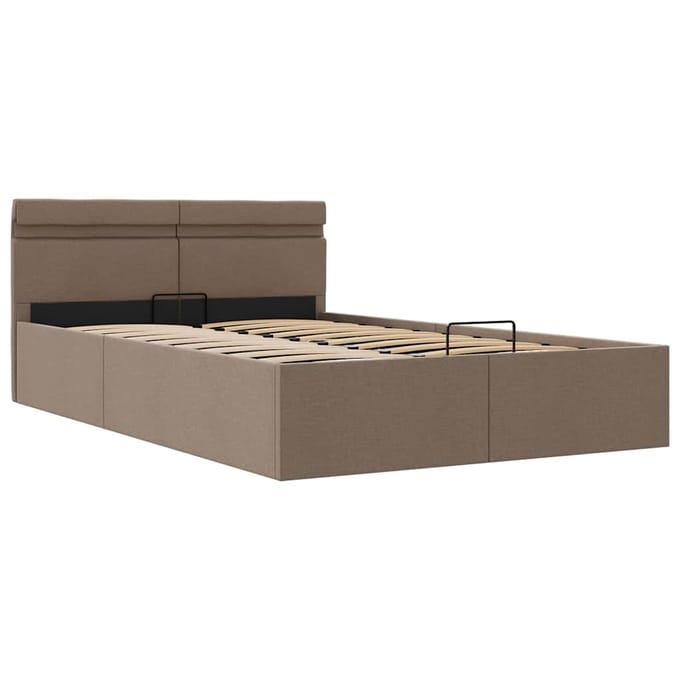 vidaXL - Bedframe - met - hydraulische - opslag - en - LED - stof - taupe - 120x200 - cm