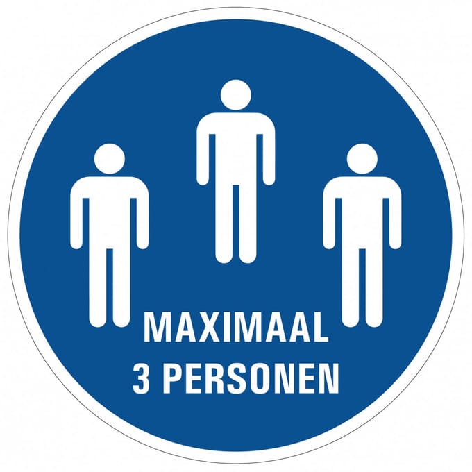 Maximaal 3 personen sticker 150 mm