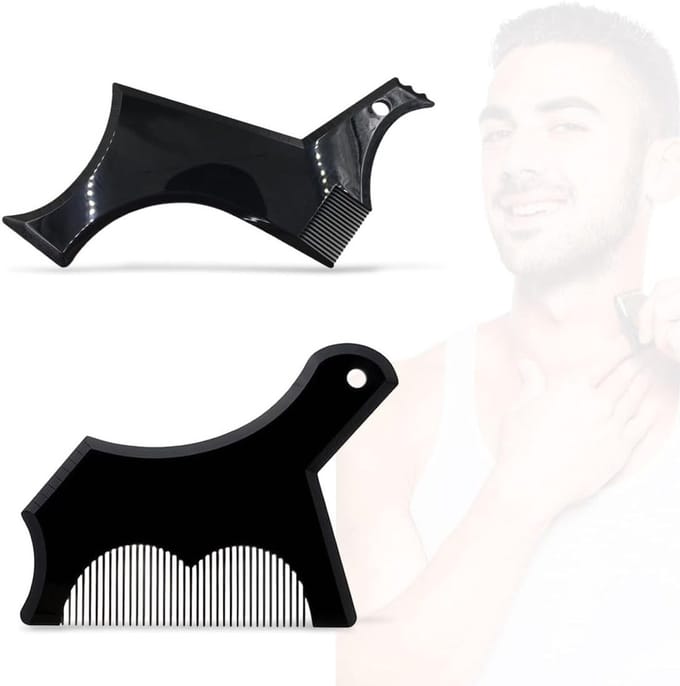 Beard Stencils en Kam voor het Stylen en Trimmen van Baarden - Perfecte Hulp bij het Aligneren van Baarden voor Mannen