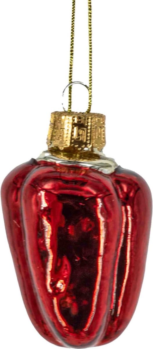 HomeBound by KY | Kerstbal peper - glas | 4,5x4x6,9cm | kerstbal
