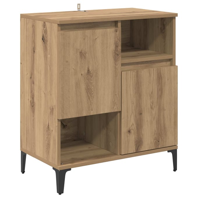 vidaXL - Dressoir - Artisan - Eiken - 60 - x - 35 - x - 70 - cm - Bewerkt - hout
