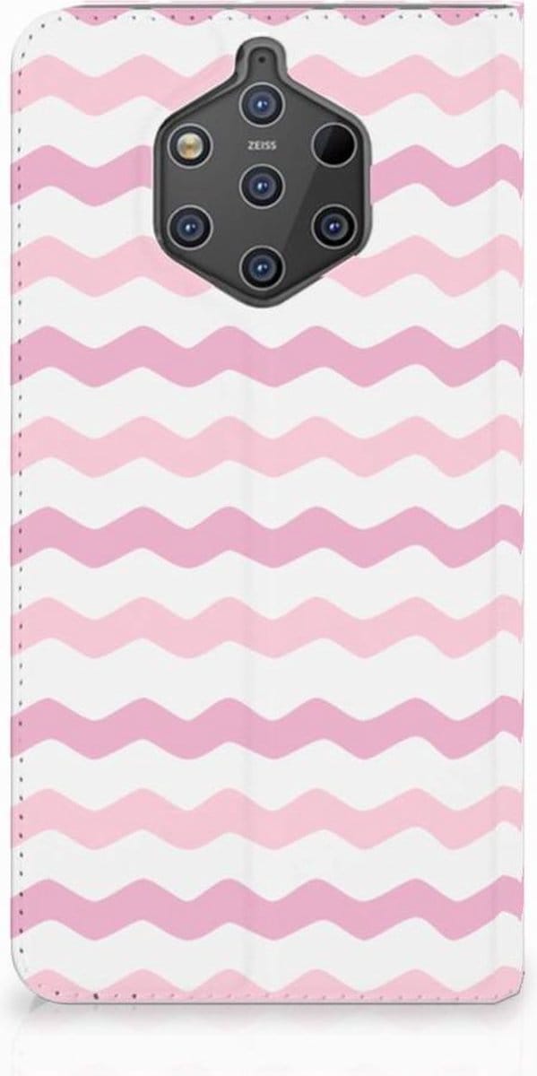Nokia 9 PureView Hoesje met Magneet Waves Roze