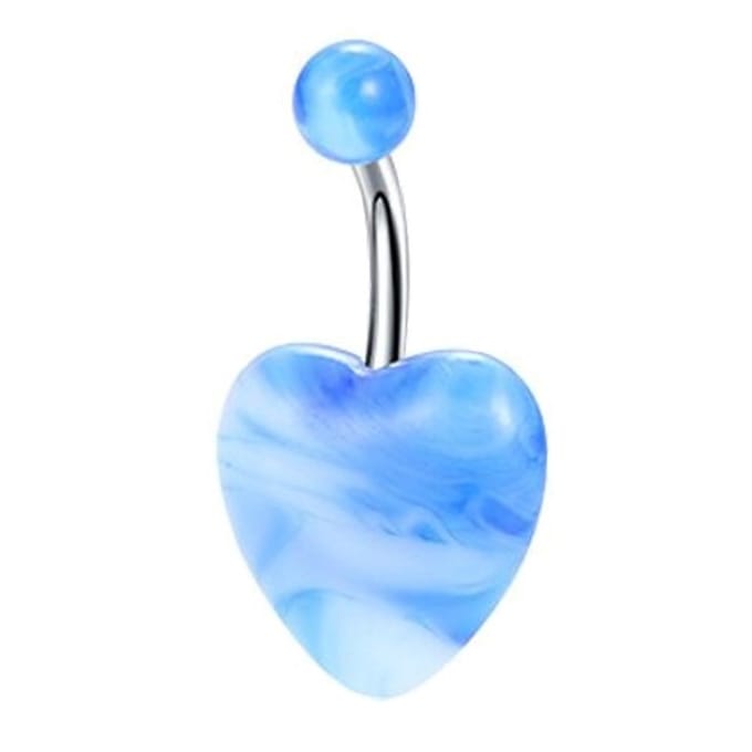 Fako Bijoux® - Navelpiercing - Hart Acryl - Marmerlook Blauw