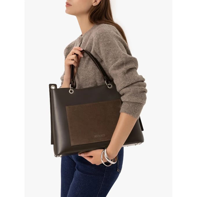 Grote handtas van echt leer en suede dames Ryłko