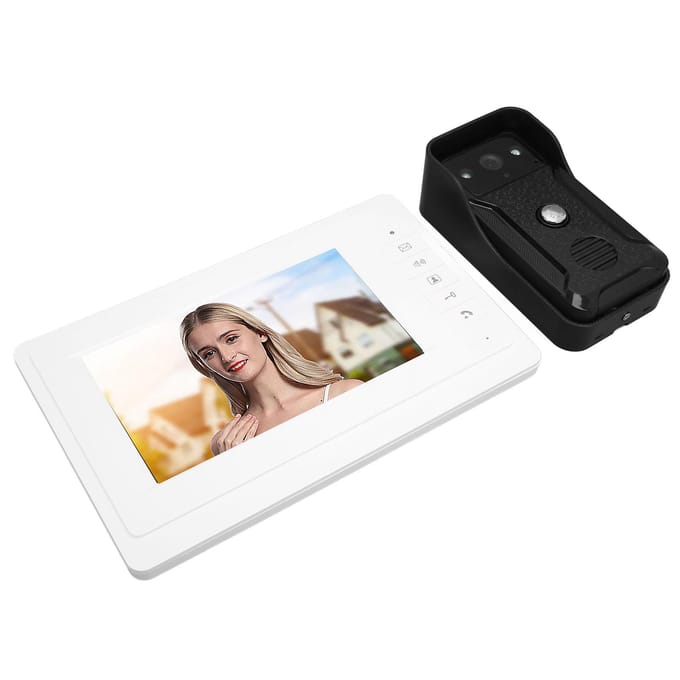 Interphone Vidéo 7 pouces Sonnette Vision Nocturne HD LCD Mains Libres Fils Moniteur Interphone Vidéo avec US Plug