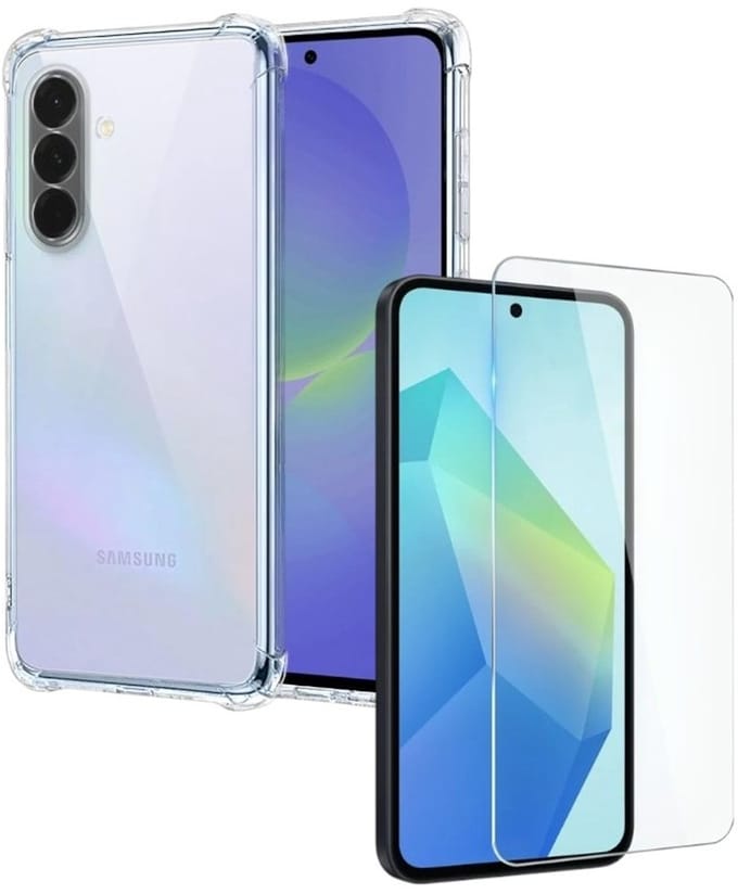 Shockproof Hoesje Geschikt voor: Samsung Galaxy A36 - Anti -Shock Silicone - Transparant + 1x Screenprotector