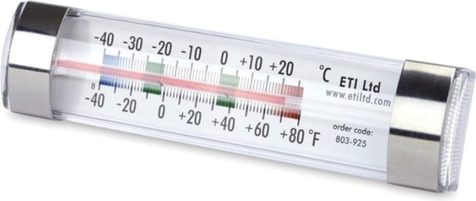 ETI - Koelkast Thermometer - Liggend model voor Vitrine - Catering / Restaurant Koelkastthermometer