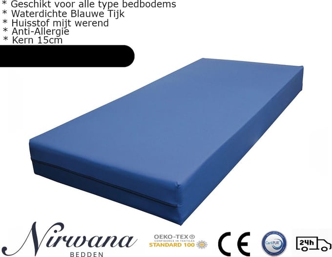 Nirwana Bedden - Zorgmatras Incontinentie - Matras - Waterdicht - 90x220x17 cm - Koudschuim