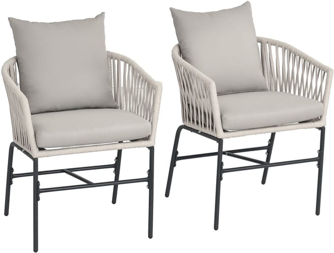 Outsunny tuinstoel - set van 2 stolen - met 4 kussens - staal - beige